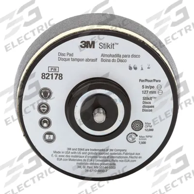 3M PSA Disc Backup Pad: 5 in Dia x 1 1/4 in T, 5/16"-24 Threaded-Shank - Threaded-Shank Sanding Disc Backing Pads
