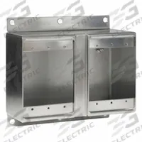 LEVITON FD Box: Stainless Steel, Rectangular, 2 Gangs, 3 1/16 in Box Dp, 6 5/8 in Box Wd (MPN FDSS2). Key specifications — Brand: LEVITON; Bracket Style: Without Bracket; Clamp Style: Without Clamps.