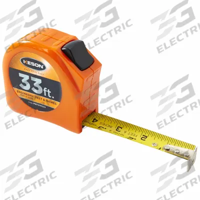 KESON Tape Measure: Nonmagnetic Single Hook Tip, 33 ft, Plastic - Engineers-Scale Tape Measures