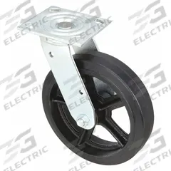 APPROVED VENDOR Plate Caster: Swivel, No Brake, Rubber, 8 in Wheel Dia., 2 in Wheel Wd, Medium Duty (MPN 16MR08201S). Key specifications — Brand: APPROVED VENDOR; Wheel/Tread Color: Black; Roll Up: Swivel.