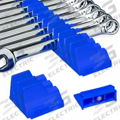 ERNST MANUFACTURING Modular Wrench Organizer for Drawer: Blue, 2 1/4 in Overall Wd, Wrenches (MPN 5405M). Key specifications — attr1125346: ERNST MANUFACTURING; attr1125347: Blue; attr1125372: Magnetic; attr1136588: Wrenches.