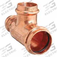 VIEGA PROPRESS Crimp Tee Fitting: Tee, 1 1/4 in CTS x 3/4 in CTS x 1 in CTS size, Dimple Center Stop (MPN 22268). Key specifications — Brand: VIEGA PROPRESS; Broad - Material for Bullet: Copper Or Bronze; Brand - Broad: VIEGA.