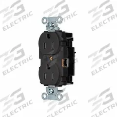 HUBBELL Receptacle: Duplex, 5-15, Black, 125V AC, 15 A, 2 Pole / 3 Wire (MPN 5262STBKTR)