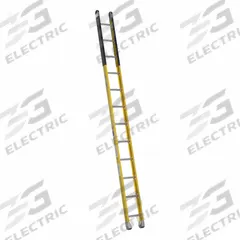 WERNER Straight Ladder: 12 ft Ladder Size, Fiberglass, 375 lb Load Capacity, 28 lb Wt, 12 Rungs (MPN M7112-1). Key specifications — Color: Yellow; Brand: WERNER; Included Features: Side Rail Bumpers; Shoe Type: Slip-Resistant.