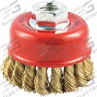APPROVED VENDOR Cup Brush: Twisted Brass, 2 3/4 in Dia, 0.02 in Fill Dia, 5/8"-11 Arbor (MPN 66254442997). Key specifications — Brand: APPROVED VENDOR; Bristle Type: Standard Twist Knot Wire; Connection Size & Type: 5/8"-11 Arbor Hole.
