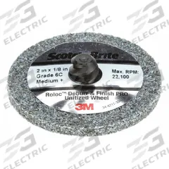 SCOTCH-BRITE Unitized Wheel: 3 in Dia x 1/8 in W, TR Quick-Change, Ceramic, Coarse, Hard (8), DP-UR (MPN 7100109130). Key specifications — Series: DP-UR; Brand: SCOTCH-BRITE.