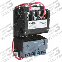 SIEMENS NEMA Magnetic Motor Starter: Non-Reversing, 3 Poles, NEMA Size 00, 9 A (MPN 14BUB32AA). Key specifications — Brand: SIEMENS; Auxiliary Contact Form: 1NO; Coil Voltage: 110-120/220-240V AC; Phase: Three; Terminal Connection Type: Screw Terminals; Auxiliary Contacts Included: 1NO; Signaling Features: Pilot Light; Thermal Units Required: None (Not Applicable to Electronic Overloads).