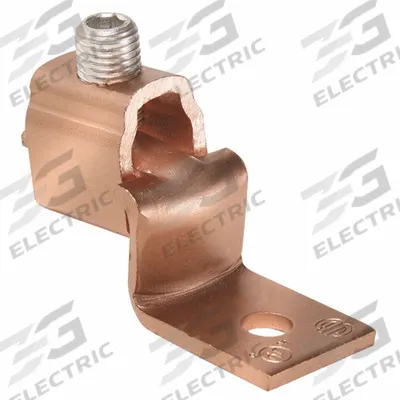 BURNDY Wire Connector: 2 AWG – 1/0 AWG Wire Sizes, 1/4 in Stud Size - Straight Mechanical Lugs with Offset Tongues