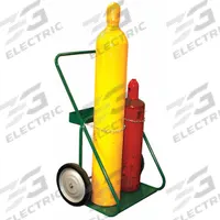 SAFTCART Cylinder Hand Truck: 400 lb, Side by Side, 2 Cylinder, 24 in W x 13 in D Nose Plate (MPN 401-14). Key specifications — attr1343829: SAFTCART; attr1343789: Green; attr1343794: Chain.