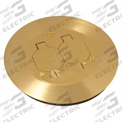 RACO Floor Box Cover: Round, Brass, 6 1/4 in Dia. x 3/8 in H (MPN RAC5500KIT). Key specifications — Brand: RACO; Cover Shape: Round; Material: Brass.