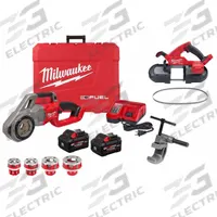 MILWAUKEE Tool Combination Kit: 2 Tools, Pipe Threader/Portable Band Saw, 18 V DC Volt, M18 FUEL™ (MPN 2870-22, 2829-20, 48-39-0609). Key specifications — attr1176460: Pipe Threader.