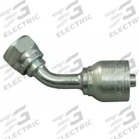 AEROQUIP Hydraulic Crimp Fitting: Steel x Steel, 45° Elbow, -16 For Hose Dash Size, Metric x Crimp (MPN 1A25DLA16). Key specifications — Fitting Gender: Female x Genderless; Fitting Connection Type: Metric x Crimp; Brand: AEROQUIP; Thread Size: M36-2; For Hose Dash Size: -16.