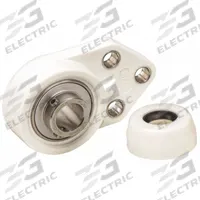 NTN 3 Bolt Flange Bearing: Radial Ball, 1 1/4 in Bore, Polymer, Set Screws, 3 17/64 in Lg, Open Cap (MPN SUCFBL206-20C0FG1). Key specifications — Bore Type: Cylindrical; Brand: NTN; Lubricant Material: FDA/USDA-H1 Solid Grease; Mounting Bolt Size: 3/8 in; System of Measurement: Inch; Included Bearing Cap: Open Cap.