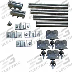 GLEASON Festoon System Kit: C-Rail, 40 ft – 40 ft, 48 ft Min Cable/Hose Required, Flat (MPN FCG15471). Key specifications — Brand: GLEASON; Compatible Cable Type: Flat; Included Components: Clamps; Track Type: C-Rail.