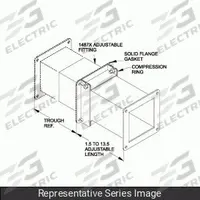 HAMMOND MANUFACTURING Wireway Adjustable Fitting: 4 in Wd, 4 in Ht, Stainless Steel, Smooth Brushed (MPN 1487CXSS). Key specifications — Brand: HAMMOND MANUFACTURING; Finish: Smooth Brushed; Material: Stainless Steel; Overall Length: 1.5 in to 13.5 in.