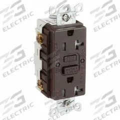 HUBBELL GFCI Receptacle: Duplex, 5-20, Brown, GFCI, 125V AC, 20 A, 2 Pole / 3 Wire (MPN GFRTW20)