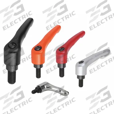 KIPP Adjustable Handle: Zinc w/ Steel Thread, M10 Thread, 60 mm Thread Lg, 95 mm Lg - Teardrop-Style Adjustable Handles with Threaded Stud