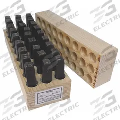 YOUNG BROS. STAMP WORKS Hand Stamp Kit: A thru Z/A thru Z, Period/Period (.), 3/8 in Character Ht (MPN 08273). Key specifications — Material: Steel; Brand: YOUNG BROS. STAMP WORKS; Characters Included: A thru Z, Period.