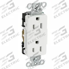 HUBBELL Receptacle: Decorator Duplex, 5-15, White, 125V AC, 15 A, 2 Pole / 3 Wire (MPN DR15WHI)