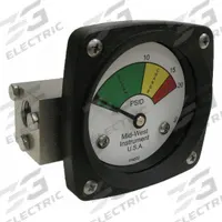 MIDWEST INSTRUMENT 3-Color Differential Pressure Indicator: 1,000 psig Max. Static Pressure, 522 (MPN 522S-020V). Key specifications — Brand: MIDWEST INSTRUMENT; Accuracy: ±5% of Full Scale; Sensor Material: Viton; Housing Material: Stainless Steel; Transition Points: 0 psid to 10 psid (Green) / 10 psid to 15 psid (Yellow) / 15 psid to 20 psid (Red).