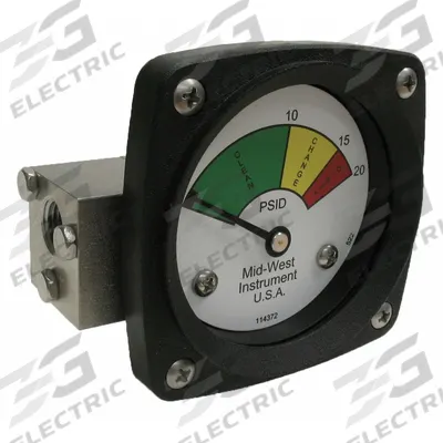MIDWEST INSTRUMENT 3-Color Differential Pressure Indicator: 1,000 psig Max - Differential Pressure Indicators