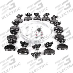DAYTON Festoon System Kit: Wire Rope, 80 ft – 80 ft, 98 ft Min Cable/Hose Required, Round (MPN 33N214). Key specifications — Brand: DAYTON; Compatible Cable Type: Round; Included Components: Trolleys; Track Type: Wire Rope.