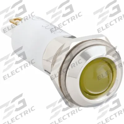 APPROVED VENDOR Raised Panel Light: 12 mm Panel Mounting Hole Dia, LED, Yellow, Raised Head - LED Indicator Pilot Lights