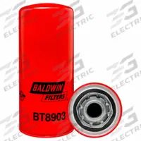 BALDWIN FILTERS Hydraulic Filter: Hydraulic Fluid, 1-12 Thread Size, Spin-On, 3 11/16 in Outside Dia (MPN BT8903). Key specifications — Media Material: Cellulose; Brand: BALDWIN FILTERS; Compatible Fluid Type: Hydraulic Fluid; Includes: G381-A Integral Gasket; Thread Size: 1-12.