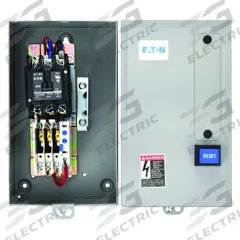 EATON Definite Purpose Magnetic Motor Starter: Non-Reversing, 3 Poles, 25 A, 24V AC Coil, Thermal (MPN A25CGC25T). Key specifications — Brand: EATON; Thermal Units Required: 3 Thermal Units Required (Not Included).