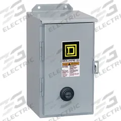 SQUARE D Magnetic Motor Starter: Non-Reversing, 3 Poles, NEMA Size 3, 90 A, 120V AC Coil (MPN 8536SEA1V02S). Key specifications — Brand: SQUARE D; Coil Voltage: 110/120V AC; Phase: Three; Operator: None; Terminal Connection Type: Screw Clamp Terminals; Includes Pilot Light: No; Operator Controls: None; Auxiliary Contacts Included: No Auxiliary Contacts Included.