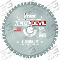 MORSE Circular Saw Blade: 6 1/2 in Blade Dia., 48 Teeth, 0.08 in Cut Wd, 5/8 in Arbor Size, Carbide (MPN 102612-WWG). Key specifications — attr1116119: MORSE; attr1145631: Aluminum.