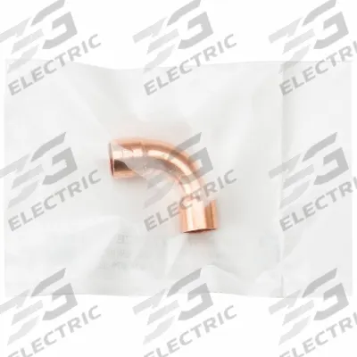 STREAMLINE Sweat Fitting Elbow: 1/4 in CTS x 1/4 in CTS, Cup x Cup, No Center Stop - Clean & Bagged Wrot Copper Tube Fittings