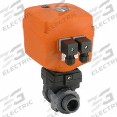 GF PIPING SYSTEMS Electrically Actuated Two-Way Ball Valve: 3/4 in, PVC, 100 to 230V AC, Straight (MPN 199107204). Key specifications — Actuator Features: Manual Override; Brand: GF PIPING SYSTEMS.