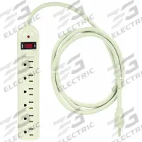 APPROVED VENDOR Outlet Strip: 6 Outlets, 6 ft Cord Lg, 1,050 J Rated Energy, 15 A Current, White (MPN 52NY55). Key specifications — Brand: APPROVED VENDOR; Mounting Style: Keyhole.