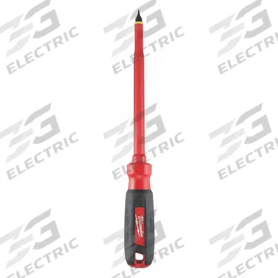 MILWAUKEE Insulated Slotted Screwdriver: 5/16 in Tip Size, Long Lg, 11 in Overall Lg - Insulated Slotted Screwdrivers