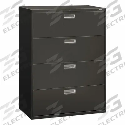 HON Lateral File Cabinet with Drawer: Charcoal, 4 Drawers, 52 1/2 in Overall Ht - Lateral File Cabinets