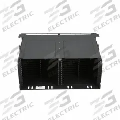 PANDUIT Fiber Optic Rack Enclosure: Full-Wd, 4 RU, 15.11 in Dp, Black Steel, 6.63 in Ht, 19.69 in Wd (MPN FLEX4U06). Key specifications — Brand: PANDUIT; Includes Mounting Hardware: Yes; Rack Width Type: Full-Width.