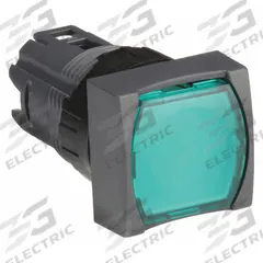 SCHNEIDER Flush Push Button: Green, 16 mm Mounting Size, Non-Metallic, Momentary (MPN ZB6CW3). Key specifications — Brand: SCHNEIDER; Action: Momentary; Series: XB6; Push Button Material Type: Non-Metallic.