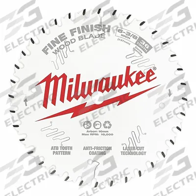 MILWAUKEE Circular Saw Blade: 5 3/8 in Blade Dia., 36 Teeth, 0.06 in Cut Wd - Wood-Cutting Blades