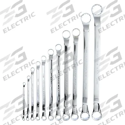 PROTO Box End Wrench Set: Alloy Steel, Chrome, 11 Tools, 6 mm to 32 mm Range of Head Sizes - Metric, Double End, Box End Wrench Sets