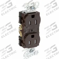 HUBBELL Receptacle: Duplex, 5-15, Brown, 125V AC, 15 A, 2 Pole / 3 Wire (MPN BR15TR)