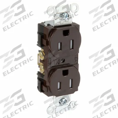 HUBBELL Receptacle: Duplex, 5-15, Brown, 125V AC, 15 A, 2 Pole / 3 Wire (MPN BR15TR) - General Purpose Receptacles