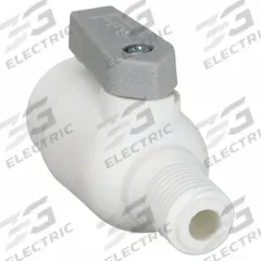 PARKER Manual Two-Way Ball Valve: 3/8 in, Polypropylene, Straight, Push x MNPT, Full Port Ball Port (MPN LFPP6VMC4). Key specifications — Brand: PARKER; Handle: Lever.
