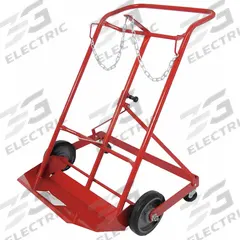 DAYTON Cylinder Hand Truck: 500 lb, Side by Side, 2 Cylinder, 23 in W x 10 in D Nose Plate (MPN 34D674). Key specifications — attr1343829: DAYTON; attr1343789: Red; attr1343794: Chain.