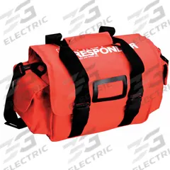 FIRST AID ONLY First Responder Bag: 8 in L x 7 1/2 in W x 16 in D, Cordura, Red, 0-10 in/21-30 in (MPN 520-FR/BAG-FAO). Key specifications — Color: Red; Closure Type: Buckle; Features: Removable Divider and Pocket; Brand: FIRST AID ONLY.