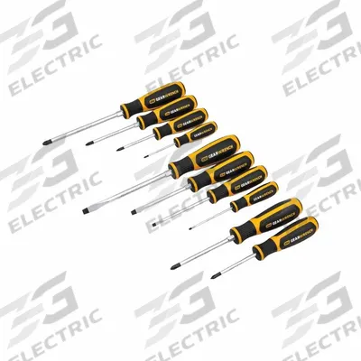GEARWRENCH Screwdriver Sets: 1-10 Pieces, 10 Pieces, Phillips/Slotted Tip, 13 in Overall Lg - General Purpose Screwdriver Sets