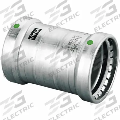 VIEGA MEGAPRESS Crimp Coupling Fitting: 2 1/2 in Pipe x 2 1/2 in Pipe Size - Potable Water Stainless Steel Press Fittings