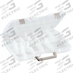 PLANO MOLDING Compartment Box: 15 in x 11 1/4 in x 2 1/4 in, Clear, 22 Compartments, 17 Adj Dividers (MPN 3870-01). Key specifications — ESD Conductive: Not Electrostatic Discharge Conductive; Color: Clear; Brand: PLANO MOLDING; Material: Plastic.