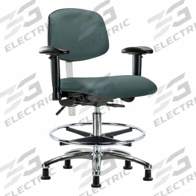 APPROVED VENDOR Cleanroom Task Chair: Vinyl, Arms Included, Ht Range 21 1/2 in to 29 in - Vinyl Cleanroom Chairs