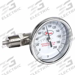 DWYER Dial Thermometer: 0°F to 200°F, ±2%Full Scale Accuracy, 6 in Stem Lg, 3 in Dial Dia (MPN BTLS360101). Key specifications — Accuracy: ±2 % Full Scale; Brand: DWYER.